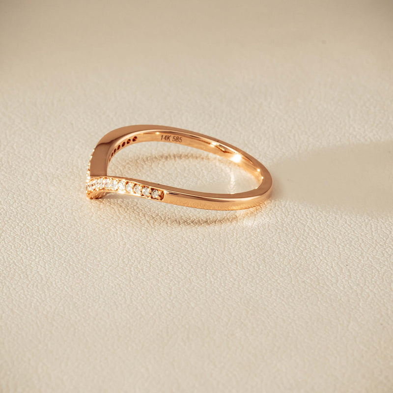 14ct Rose Gold Diamond Chevron Band