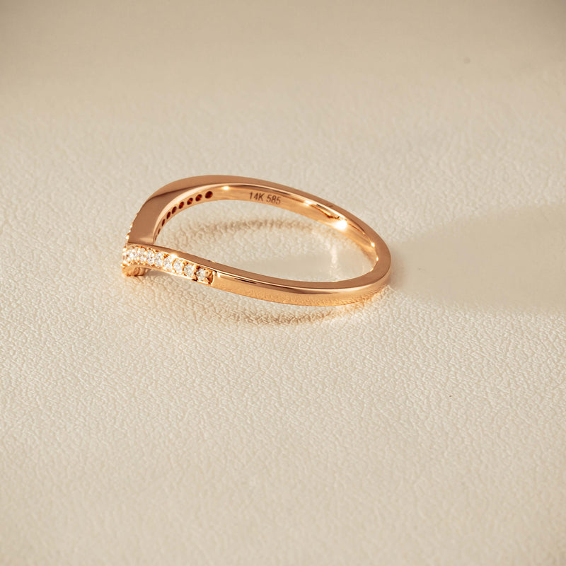 14ct Rose Gold Diamond Chevron Band