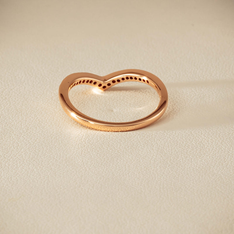 14ct Rose Gold Diamond Chevron Band
