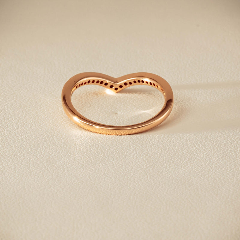 14ct Rose Gold Diamond Chevron Band