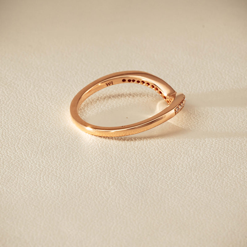 14ct Rose Gold Diamond Chevron Band