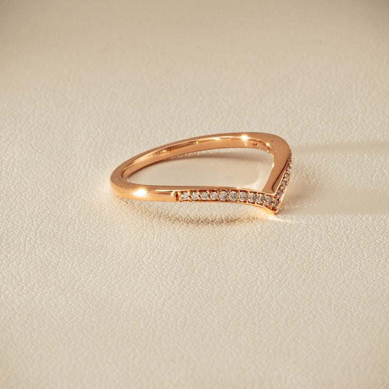 14ct Rose Gold Diamond Chevron Band