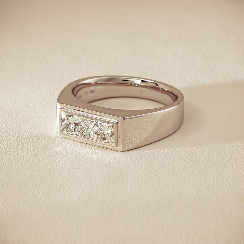 Platinum 1.47ct Reclaimed Princess Diamond Mens Ring