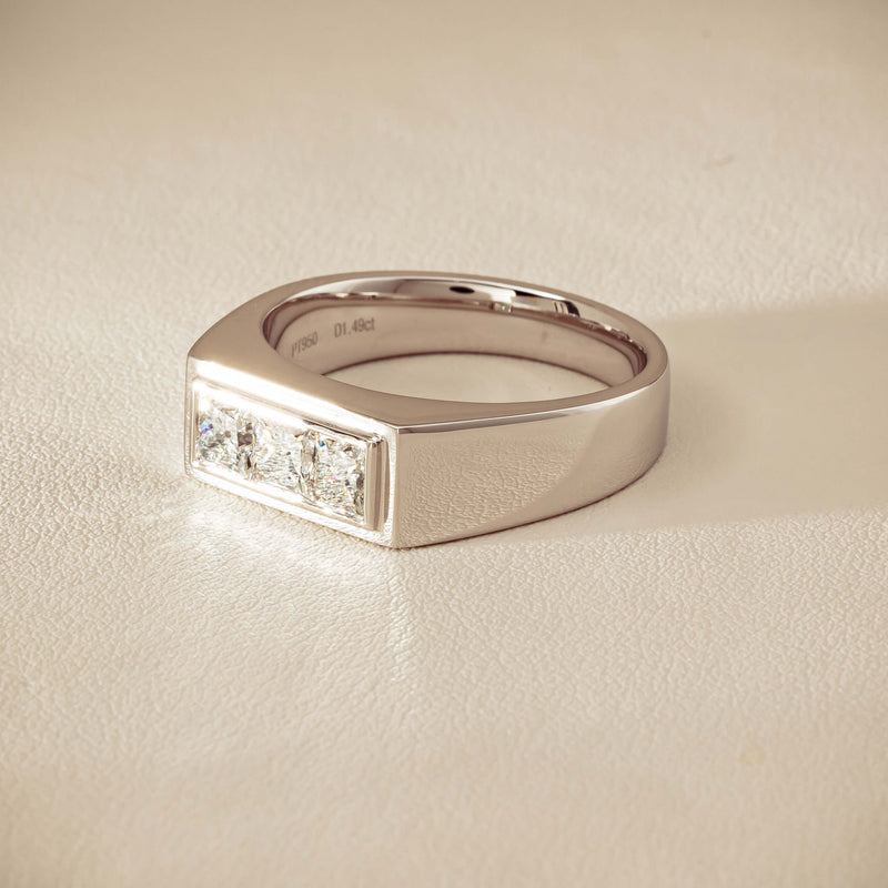 Platinum 1.47ct Reclaimed Princess Diamond Mens Ring