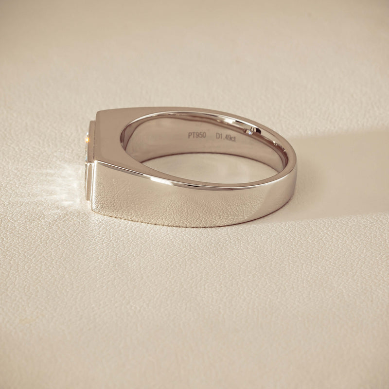 Platinum 1.47ct Reclaimed Princess Diamond Mens Ring