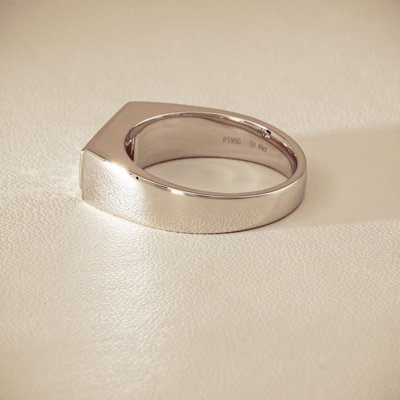 Platinum 1.47ct Reclaimed Princess Diamond Mens Ring