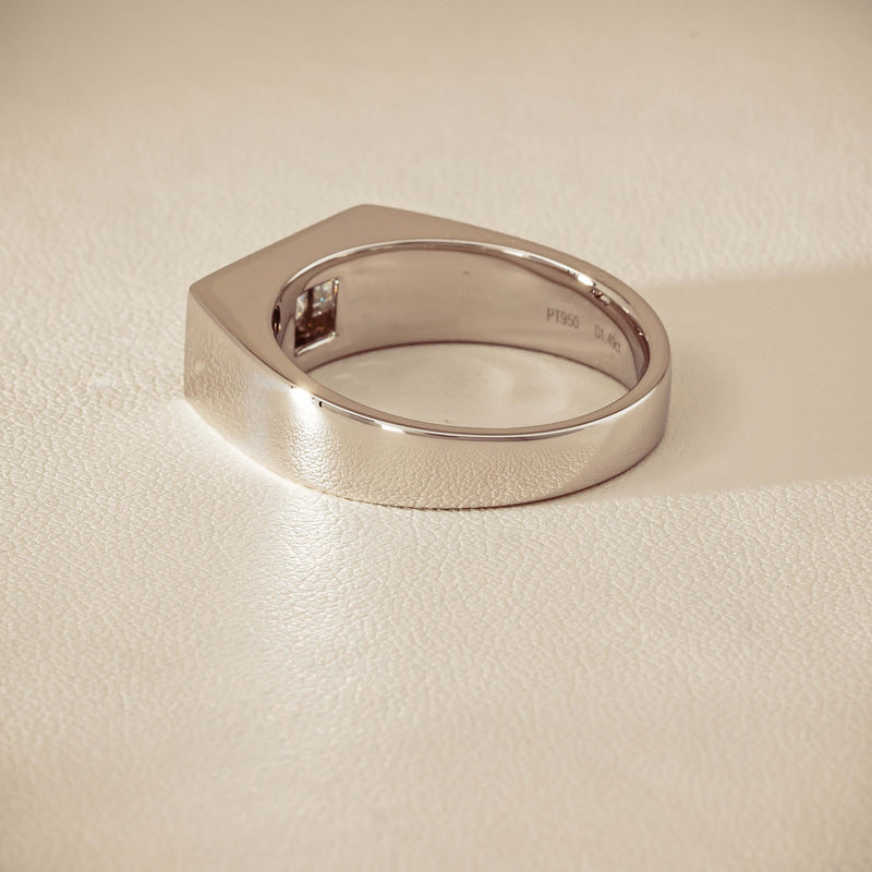 Platinum 1.47ct Reclaimed Princess Diamond Mens Ring