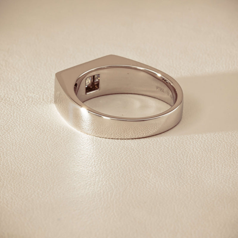 Platinum 1.47ct Reclaimed Princess Diamond Mens Ring