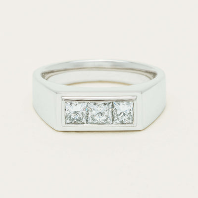 Platinum 1.47ct Reclaimed Princess Diamond Mens Ring