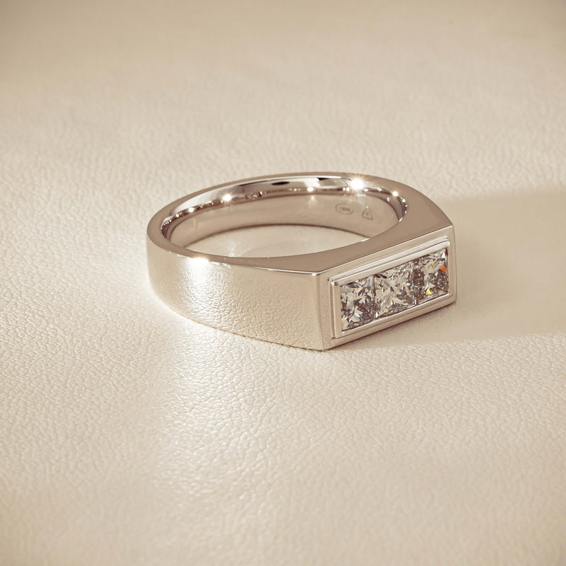 Platinum 1.47ct Reclaimed Princess Diamond Mens Ring