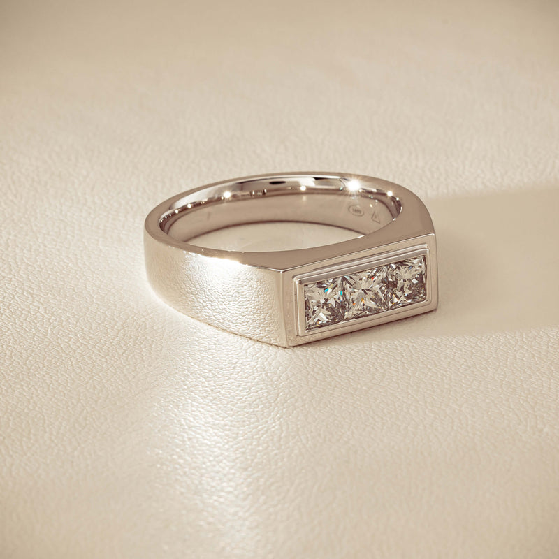 Platinum 1.47ct Reclaimed Princess Diamond Mens Ring