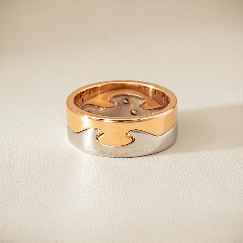 Deja Vu 18ct Bi-Tone Gold Diamond Two-Piece Fusion Band