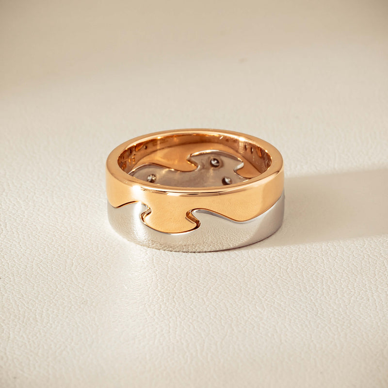 Deja Vu 18ct Bi-Tone Gold Diamond Two-Piece Fusion Band