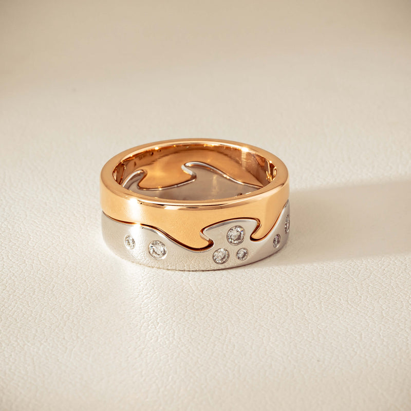 Deja Vu 18ct Bi-Tone Gold Diamond Two-Piece Fusion Band