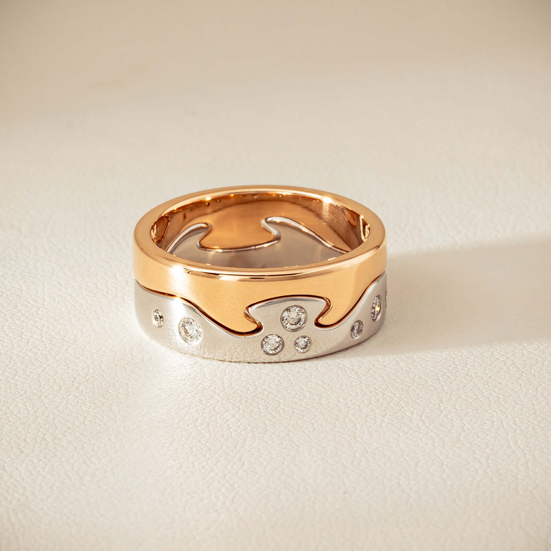 Deja Vu 18ct Bi-Tone Gold Diamond Two-Piece Fusion Band