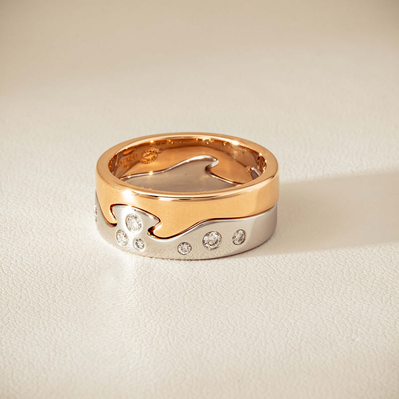 Deja Vu 18ct Bi-Tone Gold Diamond Two-Piece Fusion Band