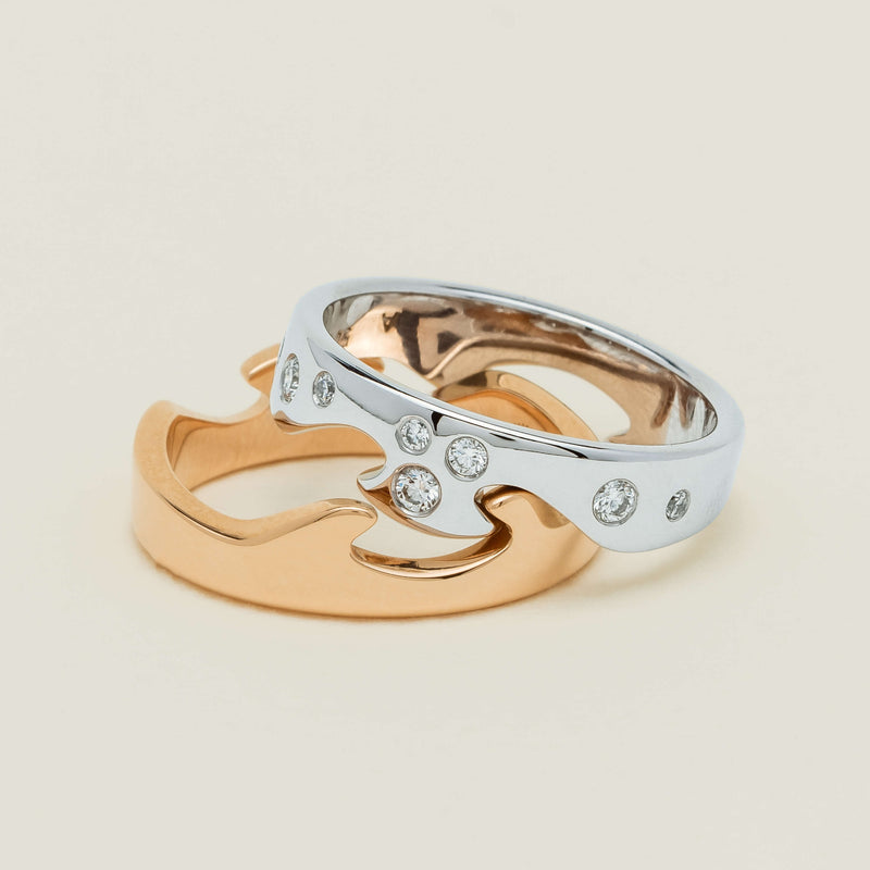 Deja Vu 18ct Bi-Tone Gold Diamond Two-Piece Fusion Band