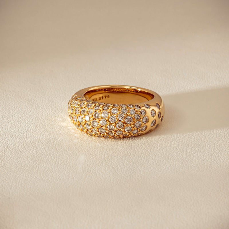 Deja Vu 18ct Yellow Gold 1.79ct Diamond Pave Dome Ring