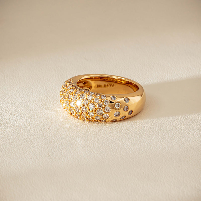 Deja Vu 18ct Yellow Gold 1.79ct Diamond Pave Dome Ring