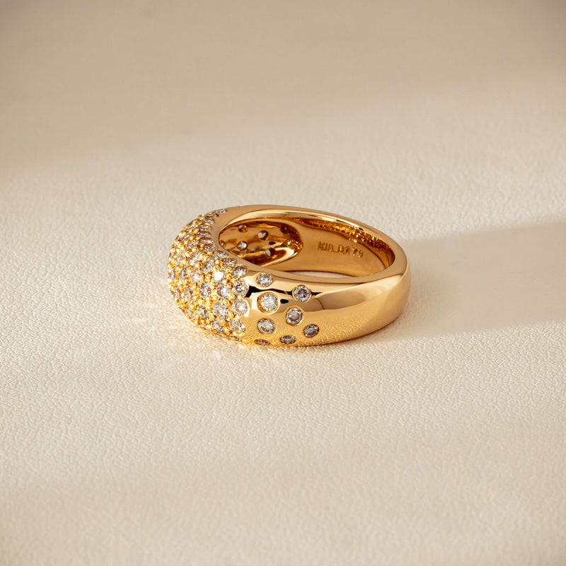 Deja Vu 18ct Yellow Gold 1.79ct Diamond Pave Dome Ring