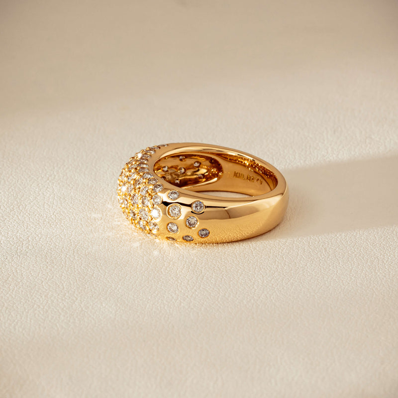 Deja Vu 18ct Yellow Gold 1.79ct Diamond Pave Dome Ring