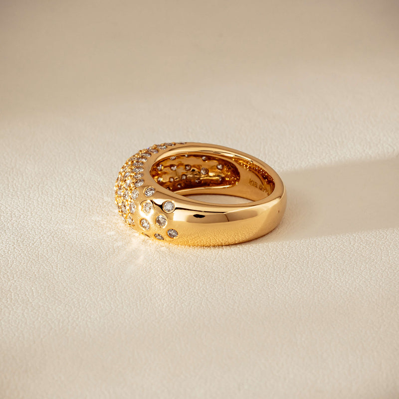 Deja Vu 18ct Yellow Gold 1.79ct Diamond Pave Dome Ring