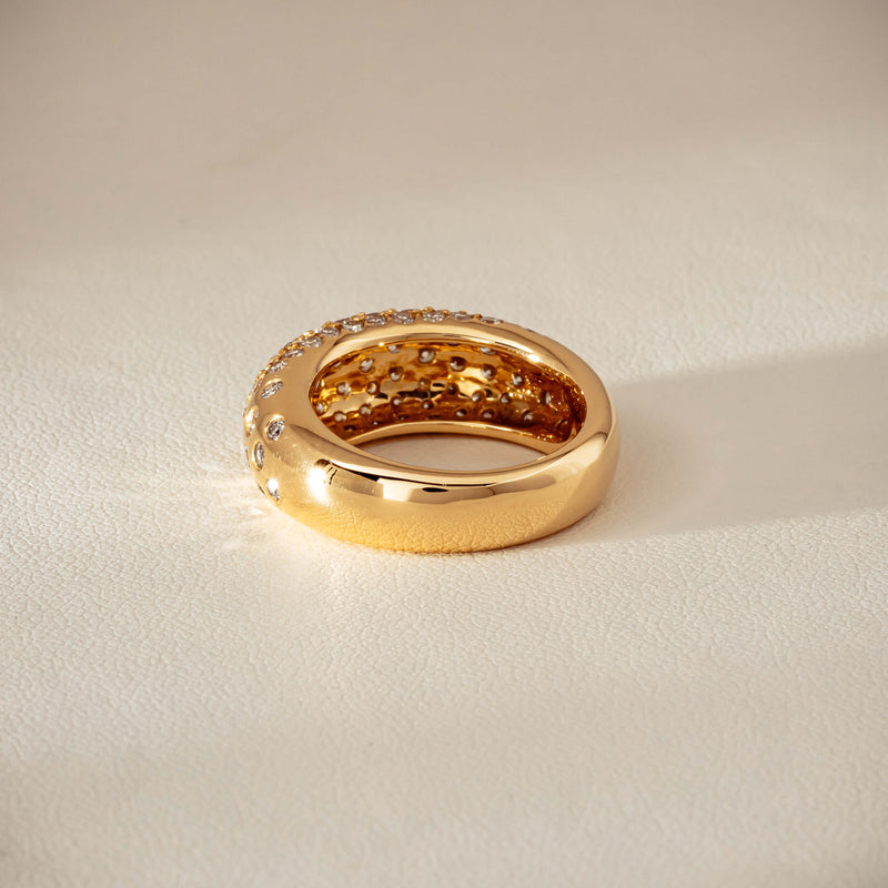 Deja Vu 18ct Yellow Gold 1.79ct Diamond Pave Dome Ring