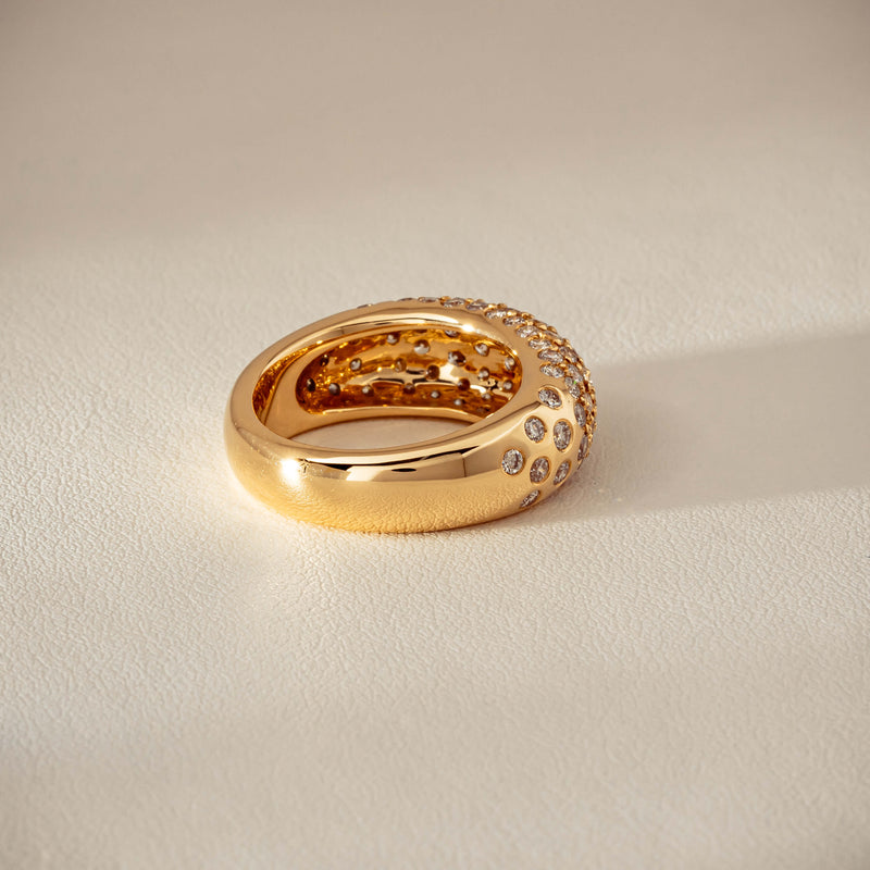 Deja Vu 18ct Yellow Gold 1.79ct Diamond Pave Dome Ring