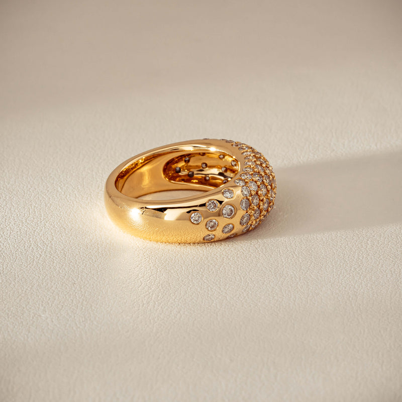 Deja Vu 18ct Yellow Gold 1.79ct Diamond Pave Dome Ring
