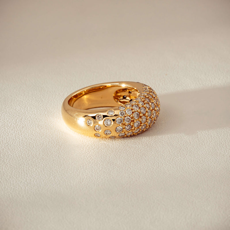 Deja Vu 18ct Yellow Gold 1.79ct Diamond Pave Dome Ring