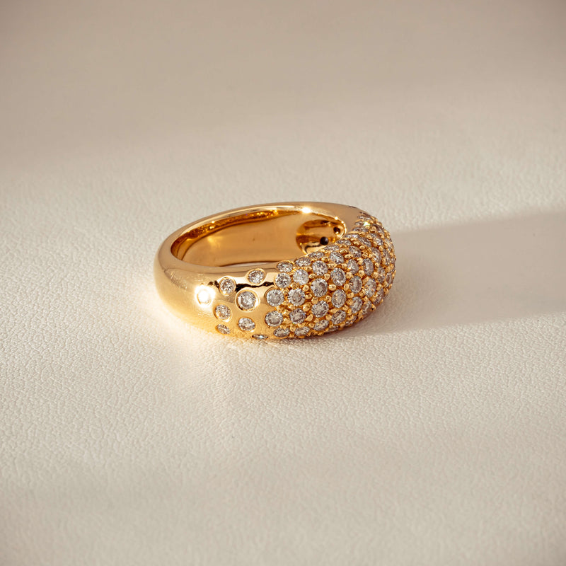 Deja Vu 18ct Yellow Gold 1.79ct Diamond Pave Dome Ring