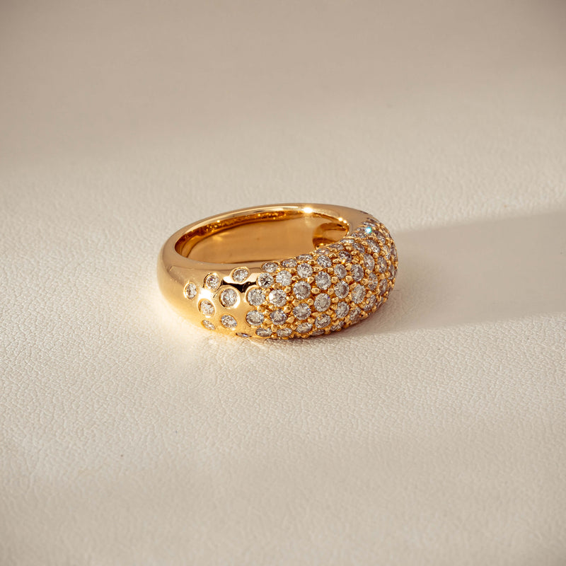 Deja Vu 18ct Yellow Gold 1.79ct Diamond Pave Dome Ring
