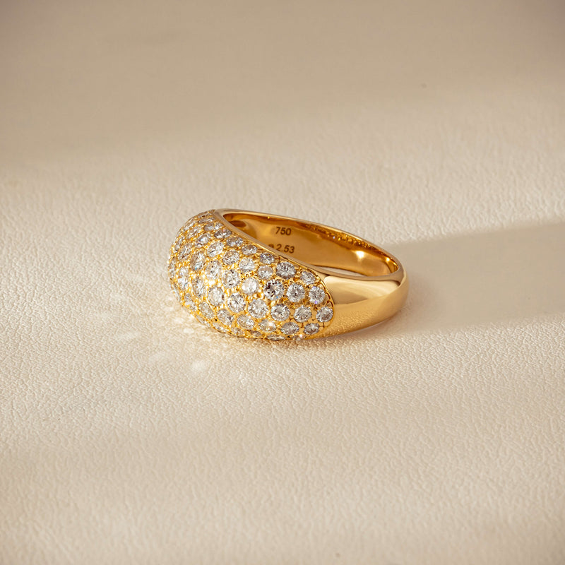 Deja Vu 18ct Yellow Gold 2.53ct Diamond Pave Dome Ring