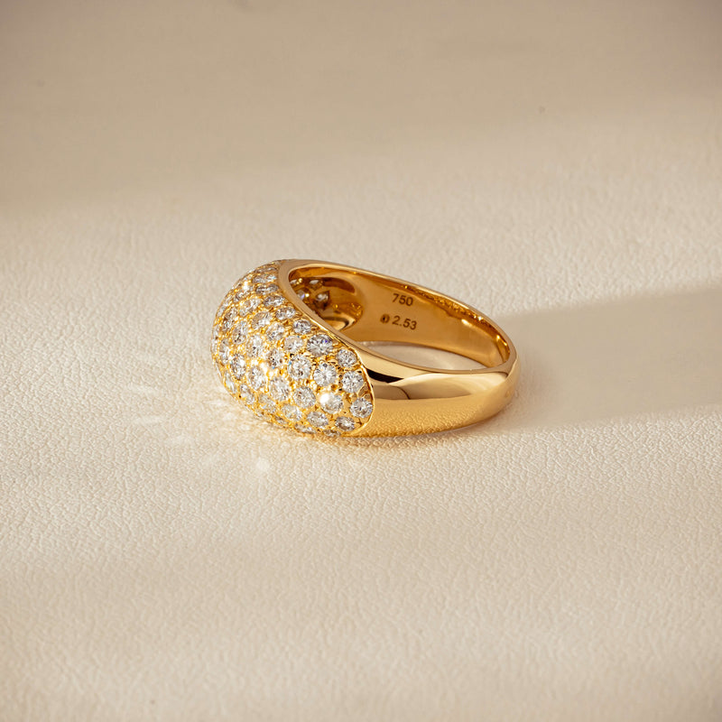 Deja Vu 18ct Yellow Gold 2.53ct Diamond Pave Dome Ring