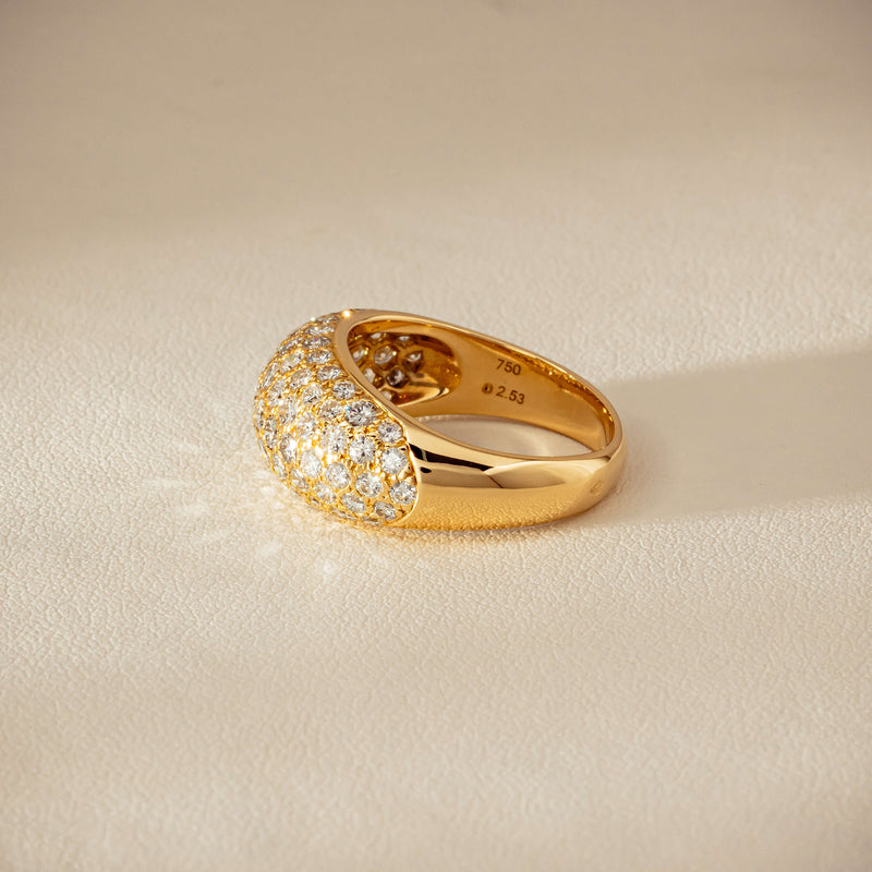 Deja Vu 18ct Yellow Gold 2.53ct Diamond Pave Dome Ring