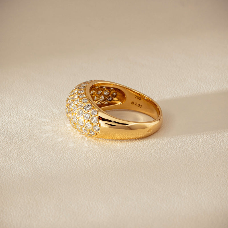 Deja Vu 18ct Yellow Gold 2.53ct Diamond Pave Dome Ring