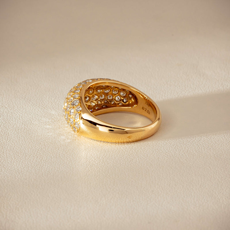 Deja Vu 18ct Yellow Gold 2.53ct Diamond Pave Dome Ring