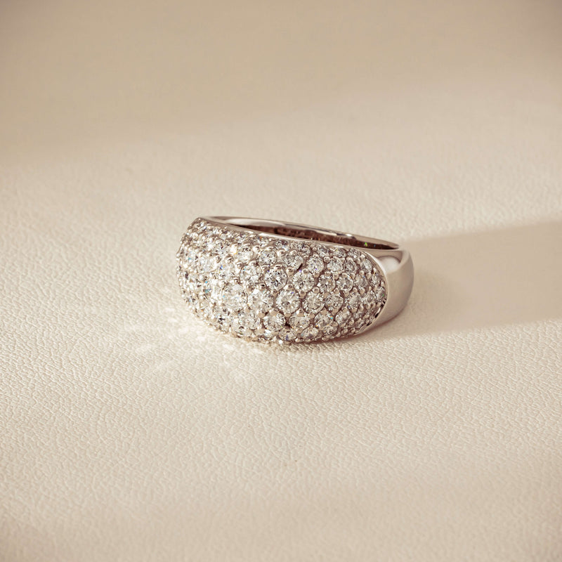 Deja Vu 18ct White Gold 2.00ct Diamond Pave Dome Ring