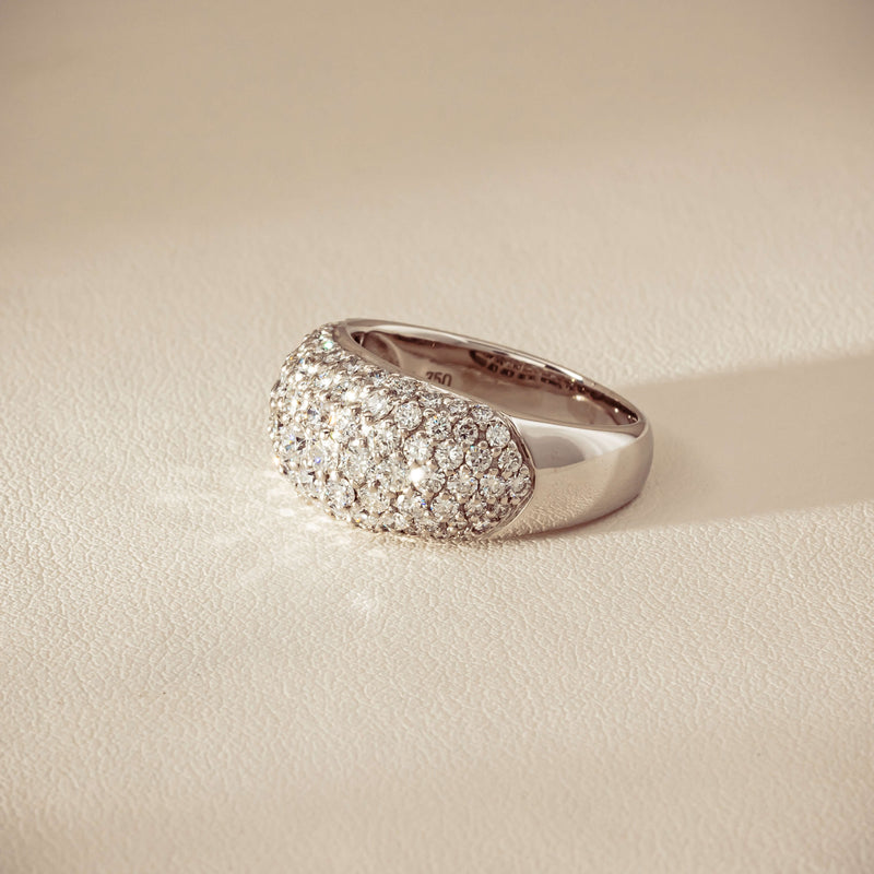 Deja Vu 18ct White Gold 2.00ct Diamond Pave Dome Ring