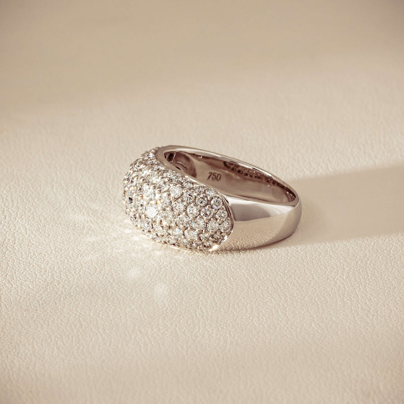Deja Vu 18ct White Gold 2.00ct Diamond Pave Dome Ring