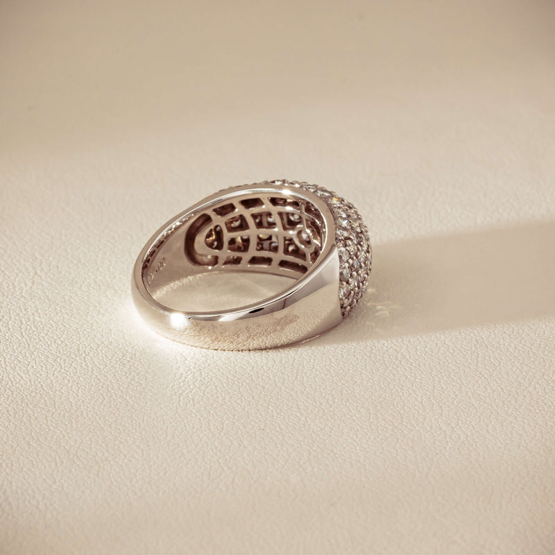 Deja Vu 18ct White Gold 2.00ct Diamond Pave Dome Ring