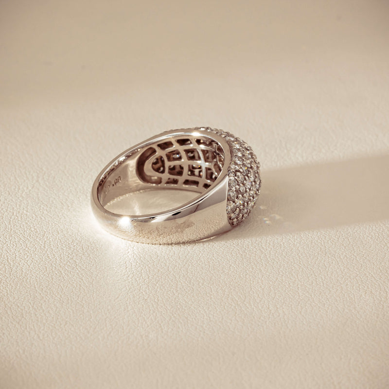 Deja Vu 18ct White Gold 2.00ct Diamond Pave Dome Ring