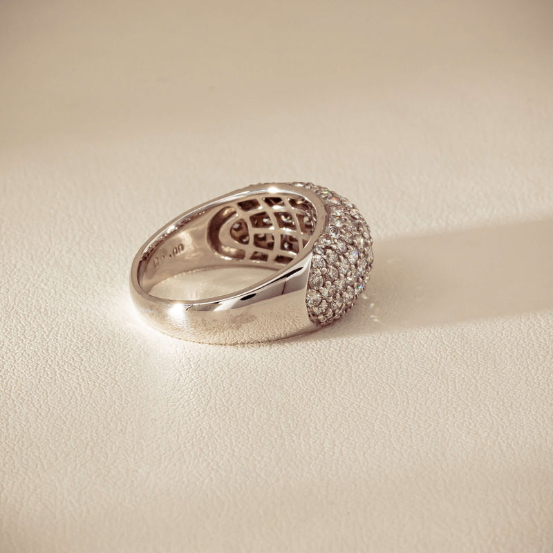 Deja Vu 18ct White Gold 2.00ct Diamond Pave Dome Ring