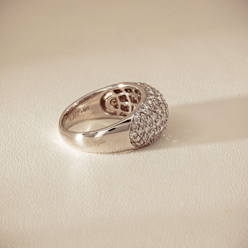 Deja Vu 18ct White Gold 2.00ct Diamond Pave Dome Ring
