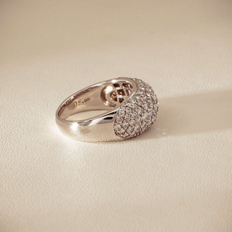 Deja Vu 18ct White Gold 2.00ct Diamond Pave Dome Ring