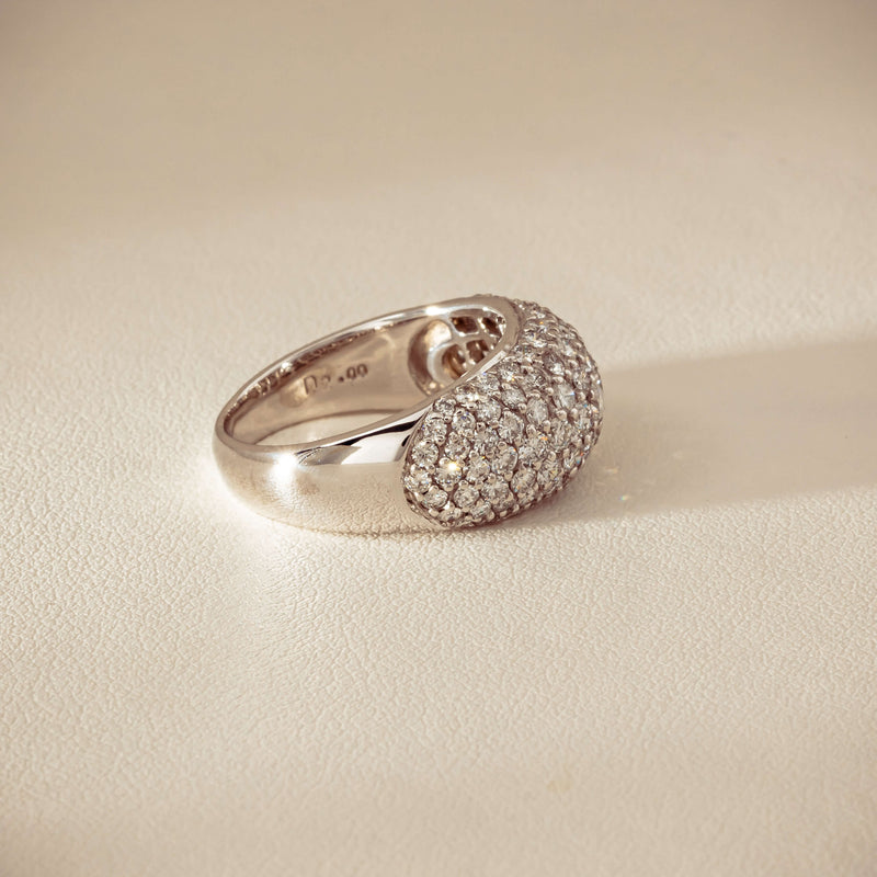 Deja Vu 18ct White Gold 2.00ct Diamond Pave Dome Ring