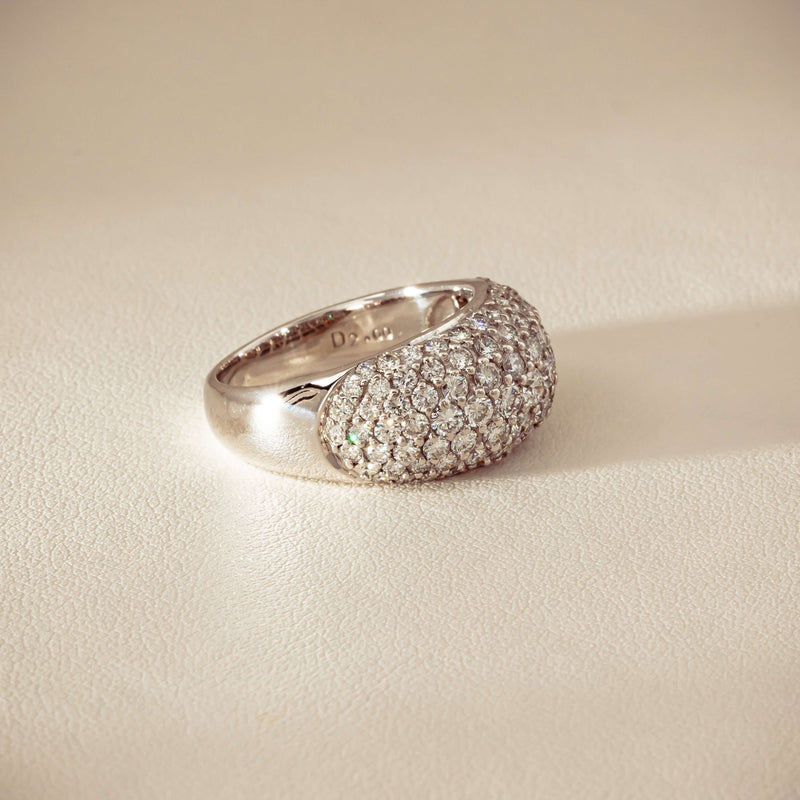 Deja Vu 18ct White Gold 2.00ct Diamond Pave Dome Ring