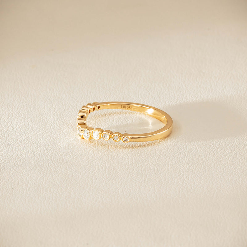 14ct Yellow Gold Diamond Bubble Band