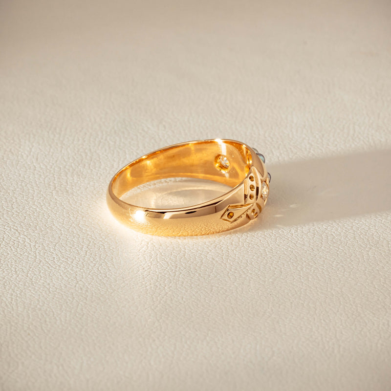 Vintage 18ct Yellow Gold Diamond & Seed Pearl Ring - Ring - Walker & Hall