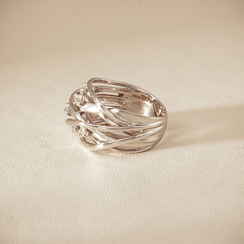 Deja Vu 18ct White Gold .24ct Diamond Orbit Weave Ring - Ring - Walker & Hall